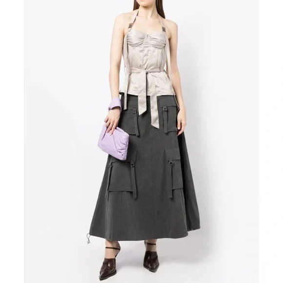 NEW ROKH BEIGE BUSTIER HALTER TOP - Picture 9 of 10